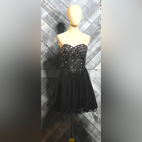 BLONDIE NITES Jewelled corset bodice mesh/tulle prom or cocktail party dress - Picture 10 of 11